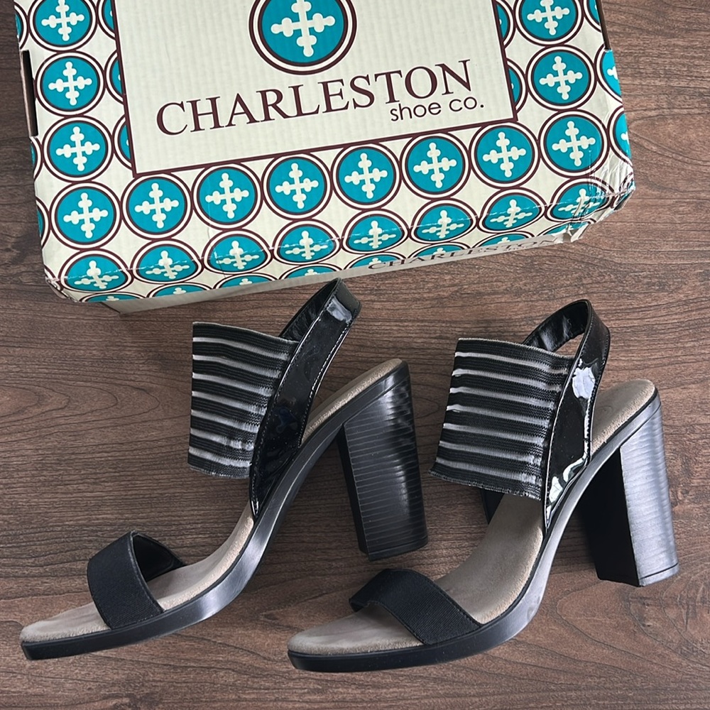 Charleston shoe company, Tribeca black mesh sandals, size 8